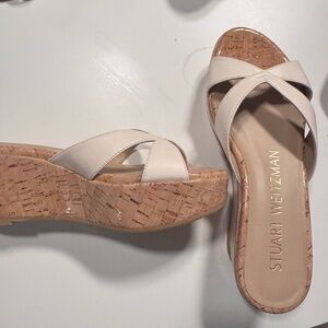 Stuart Weitzman Beige Cork Wedges